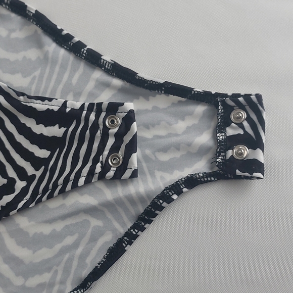 Lazofy bodysuit top womens zebra print Long sleeve M - Picture 5 of 7